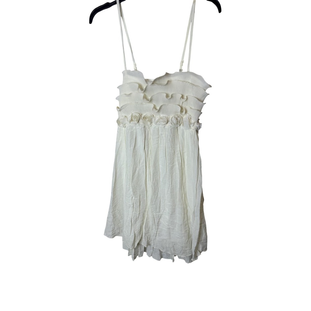 Rachael &‎ Chloe Dress Womens Medium White Ruffle Rosette Empire Mini Sundress